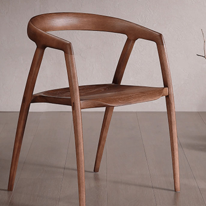 Nordic Solid Wood Kennedy Armchair, Mid-Century Minimalist Dining Chair
