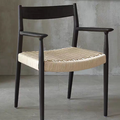 Wabi-sabi Style Solid Wood Rope-woven Armchair, Multi-purpose Leisure Dining Chair