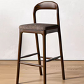 Nordic Solid Ash Wood Bar Stool, Modern Minimalist High Chair with Backrest for Home Bar, Reception & Cafe