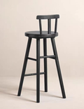 Modern Solid Wood Bar Stool Nordic Style High Chair with Backrest for Home Bar & Commercial Counter