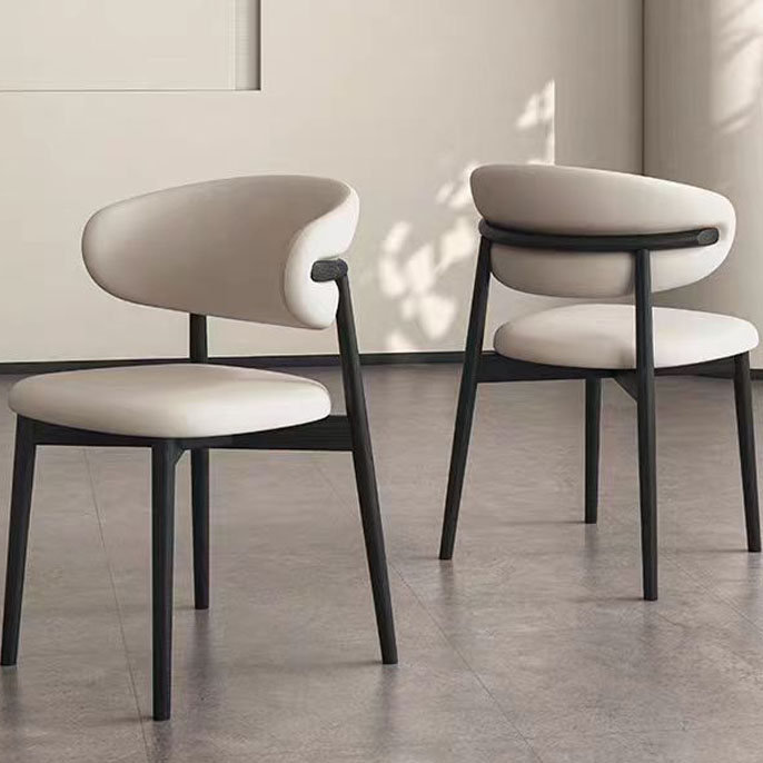 Italian Minimalist Solid Wood Dining Chair, Luxury Premium Leather Backrest Chair, French Cream Style for Home Dining Room