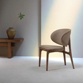 Mid-Century Modern Dining Chair, Premium FAS Ash Wood Frame, Soft Microfiber Leather Seat