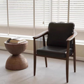 Solid Wood Mid-Century Modern Dining Chair, Light Luxury Tea Chair, Retro High-End Rope Woven Armchair, Home Backrest Chair