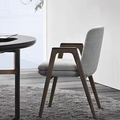 Nordic Light Luxury Minimalist Negotiation Chair, Modern Designer Armchair, Leisure Reading Chair, Solid Wood Fabric Dining Chair for Home