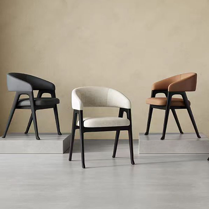 Solid Wood Dining Chair for Home Use, Modern Minimalist Horseshoe Chair, Designer Style, Leisure Backrest Armchair & Study Chair for Dining Room