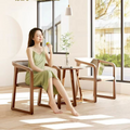 Nordic Solid Wood Dining Chair & Round Table 3-Piece Set, 1 Table 2 Chairs for Hotel Rooms, Dining Room, Balcony and Negotiation Area