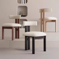 Nordic Retro French Solid Wood Dining Chair, Lamb Fleece Upholstered Designer Chair