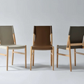 Nordic Solid Wood Saddle Leather Dining Chair, Minimalist Backrest Chair for Home, Modern Light Luxury Ash Wood Chair