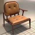 Mid-Century Vintage Solid Wood Single Sofa Chair, Leisure Reading Chair for Cafe, Reception, Living Room & Balcony