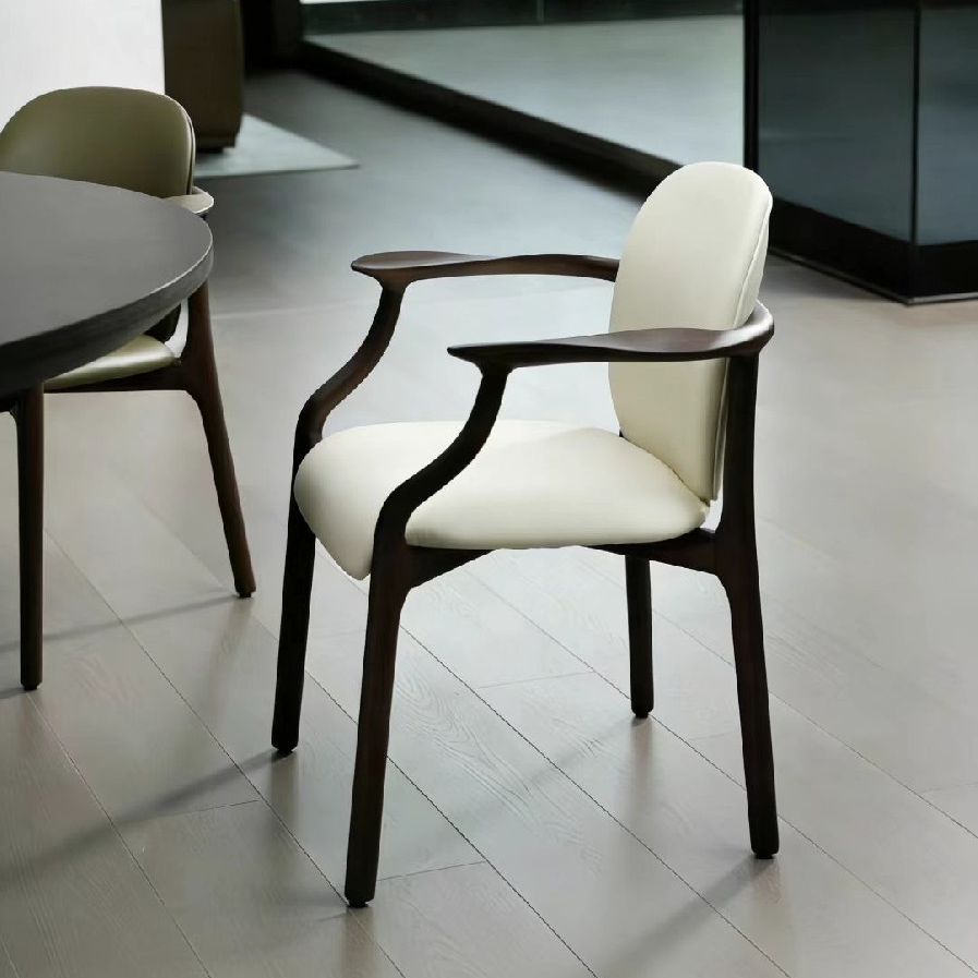 Luxury Light Luxury Solid Wood Arm Dining Chair • For Hotel Club, VIP Lounge, Reception, Sales Office & Private Rooms