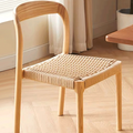 Vintage Rattan Woven Chair, Nordic Solid Wood Dining Chair, Indoor Backrest Rope Woven Chair, Japanese Style Popular Leisure Chair