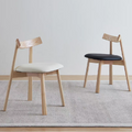 Imported Solid Ash Wood Genuine Leather Dining Chair, Italian Minimalist Nordic Boat Oar Chair For Restaurant & Hotel