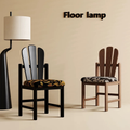 Vintage Solid Wood Back Chair, Italian Light Luxury Dining Chair, Retro Jacquard Fabric Upholstered Chair