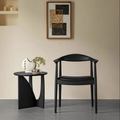 Modern Minimalist Ash Wood Dining Chair, Light Luxury Solid Wood Side Chair With Black Leather Cushion