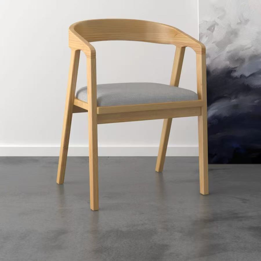 Classic Japanese Style Solid Wood Armchair, Nordic Minimalist Home Dining Chair